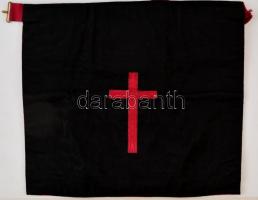 XX. sz. eleje: Szabadkőműves kötény. Selyem, Kígyómintás fém csattal / Freemason apron. Silk  40x34 ...