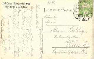 1915 Nyíregyháza, Sóstó-fürdő és szálloda, villamossín, építkezés. Borbély Sámuel kiadása