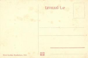 Balatonederics, Fő tér, falubeliek, templom. Mérei kiadása (fl)