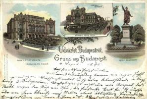 1895 (Vorläufer!) Budapest, Központi (Keleti) pályaudvar, Petőfi szobor, Kioszk és fővárosi vigadó. Louis Glaser Art Nouveau, floral, litho (r)