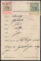 1914 Igazolási jegy kintornás részére