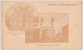 Székesfehérvár, Orthodox és neolog izraelita hitközség temploma, zsinagógák. Rotter I. kiadása, Art Nouveau