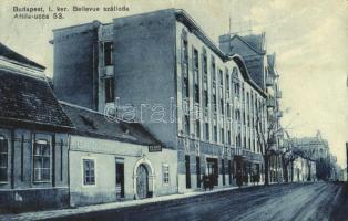 Budapest I. Bellevue szálloda, Micsinyi Gy. függönyfestő üzlete. Attila út 53. (EK)