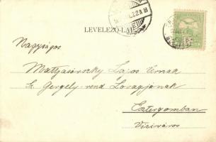 1902 Zamárdi, templom, régi szeszfőzde, Balaton part. Winner Géza kiadása, Art Nouveau, floral