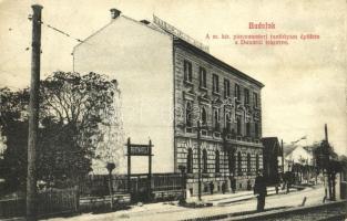 1916 Budapest XXII. Budafok, M. kir. pincemesteri tanfolyam épülete a Dunáról tekintve, Reichardt üzlete (szakadás / tear)