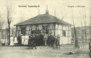 1916 Tápiósüly (Sülysáp), konyha a katonai táborban. Kovács és Breuer kiadása