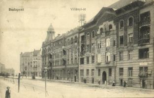 1913 Budapest XI. Villányi út, villamos, asztalos üzlet (EK)