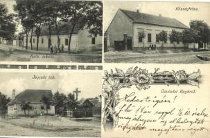 1908 Bag, Katolikus iskola, községháza, jegyzői lak. Art Nouveau, floral