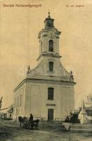 1903 Mezőszentgyörgy, Református templom, hősök szobra, lovaskocsi. W.L. 378. (EK)