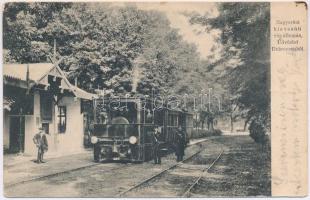 1906 Debrecen, Nagyerdei kisvasúti végállomás, vonat. Pongrácz Géza kiadása