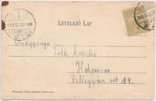 1906 Debrecen, Nagyerdei kisvasúti végállomás, vonat. Pongrácz Géza kiadása