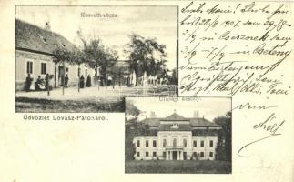 1907 Lovászpatona, Kossuth utca, Urasági kastély, Babics Endre üzlete
