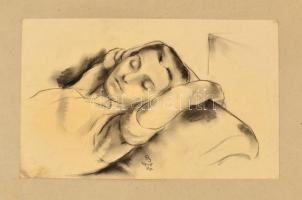 Ducsay Béla(1893-1967):Jancsi alszik. Ceruza, papír, jelzett, hagyatéki bélyegzővel, 21x34 cm