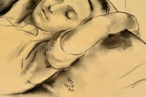 Ducsay Béla(1893-1967):Jancsi alszik. Ceruza, papír, jelzett, hagyatéki bélyegzővel, 21x34 cm