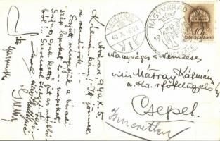 1940 Nagyvárad, Oradea; bevonulás tűzoltókkal / entry of the Hungarian troops with firefighters. pho...