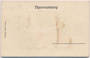 Komárom, Komárnó; Ferenc József rakpart. Kemény leporellólap, Schönwald Tivadar kiadása / quay, thic...