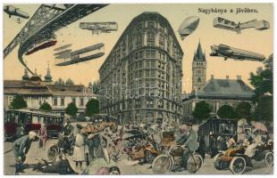 1910 Nagybánya, Baia Mare; montázslap a jövőben. Frankovits A. kiadása / in the future montage