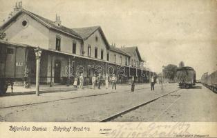 1906 Bród, Nagyrév, Slavonski Brod, Brod an der Save; vasútállomás, vonat / railway station, train