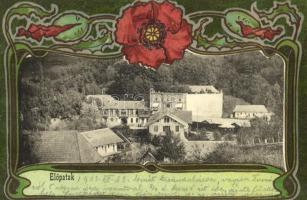 1903 Előpatak, Valcele; Bogdán villa. Szecessziós litho keret / villa. Art Nouveau, litho