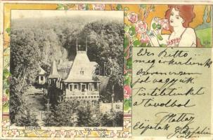 1904 Előpatak, Valcele; Otroban villa. Szecessziós litho keret / villa. Art Nouveau, litho (fl)