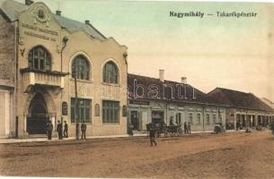 1918 Nagymihály, Michalovce; Takarékpénztár, Ipar és Kereskedelmi Bank, Lichtig Hermann üzlete / savings bank, shops