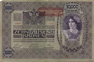 Ausztria 1918. Osztrák-Magyar Bank kiadása 10.000K piros "Deutschösterreich" fny-sal (6x) T:III,III/IV+