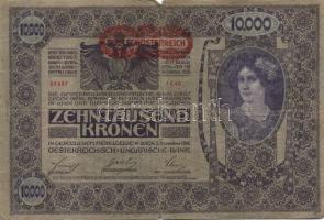 Ausztria 1918. Osztrák-Magyar Bank kiadása 10.000K piros "Deutschösterreich" fny-sal (6x) ...