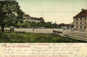 1905 Nagyszeben, Hermannstadt, Sibiu; Hermannsplatz / Hermann tér. Verl. d. Buchh. G. A. Chromophot. v. Jos. Drotleff / square (EK)
