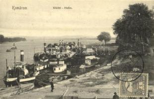 1908 Komárom, Komárnó; kikötő, gőzhajók / port, steamship