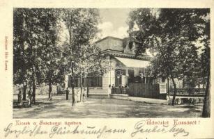 1902 Kassa, Kosice; Kioszk a Széchenyi ligetben. Breitner Mór kiadása / kiosk in the park