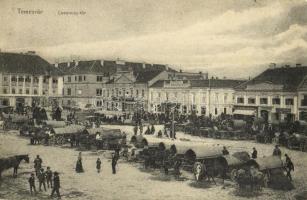 Temesvár, Timisoara; Losonczy tér, piac, Bristol szálloda, Weisz Lipót üzlete / square, market, hotel, shops (Rb)