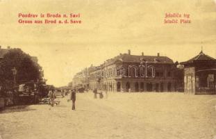 1912 Bród, Nagyrév, Slavonski Brod, Brod an der Save; Jelacicev trg / square, market, kiosk. W.L. 139.