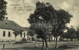 1932 Lögérpatony, Horná Poton (Felsőpatony); utca, üzlet, kerékpár. Fotograf Adolf Brunner / street view, shop, bicycle (Rb)