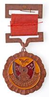 Kína 1953. Vatúsi Munkás Érem kitüntetés hamisítványa szalaggal T:2 China 1953. Railroad Worker Medal replica decoration with ribbon C:XF