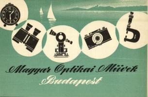 Magyar Optikai Művek (MOM) reklámlapja. Franklin nyomda / Hungarian Optical Works advertisement card