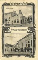 1916 Belényes, Beius; Városi szálloda, M. kir. postahivatal. Süssmann Lázár kiadása / hotel, post office. Art Nouveau, floral (EK)