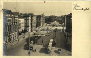 1931 Vienna, Wien, Bécs I. Schwarzenbergplatz / square, trams, automobiles