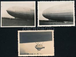 1931 Zeppelin Budapesten, fotó, 7 db, 6×8 és 8×11 cm / Zeppelin over Budapest, 7 photos