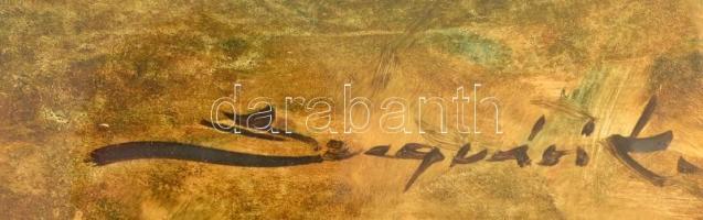 Szegvári Károly(1920-2002): Tanya kiszáradt fával. Olaj, farost, jelzés nélkül, keretben, 50×70 cm