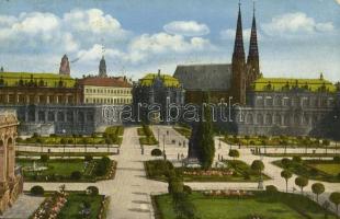 Dresden, Zwingerhof, Evang. Hofkirche / palace, garden, Lutheran church (Rb)