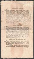 1815 Körözött személyek, illetve elcsatangolt jószágok leírásai (Teschen, Szentes, Hódmezővásárhely), nyomtatott hirdetmény, 4 p.