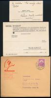 cca 1923-1929 Mozdulatművészeti iskolák és tanárok levelezőlapjai, boríték, levélpapír (Szentpál-Iskola, Riedl Margit, Bér Teri), 3 db