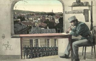 Klosterneuburg, K.u.K. Kaserne / Austro-Hungarian military barracks, soldiers. montage
