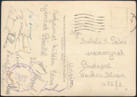 1947 Kubala László labdarúgó és mások aláírásai a csehszlovák-osztrák mérkőzésről, Bécsből küldött levelezőlapon