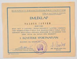 Dr. Balogh István, a Magyar Ifjúsági Válogatott orvosának dokumentumai és ezüst(Ag) plakettje, műsor...