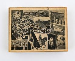cca 1930-1940 Művészettörténeti quartett, 64 lapos kártyajáték, használati utasítással, saját, kissé kopott dobozában