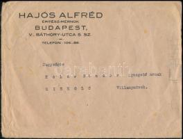 1953 Hajós Alfréd (1878-1955) olimpiai bajnok kézírásos lapja aláírásával, és fejléces levélborítékj...