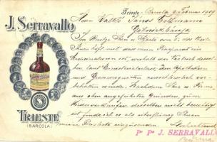 1909 J. Serravallo Farmacia. Trieste Barcola / Tonic wine advertisement art postcard