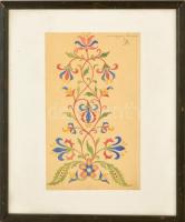 Monogramos jelzéssel: Magyar hímzés. Akvarell, papír, üvegezett keretben, 22×12,5 cm