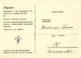 Meghívó a Soproni ág. h. ev. tanítóképző intézet 62. sz. "Pálfy" vezetőképző-cserkészcsapa...